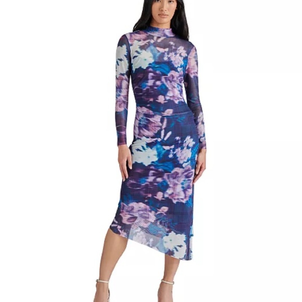 Steve Madden Purple and Blue Bodycon Dress with Mock Neck